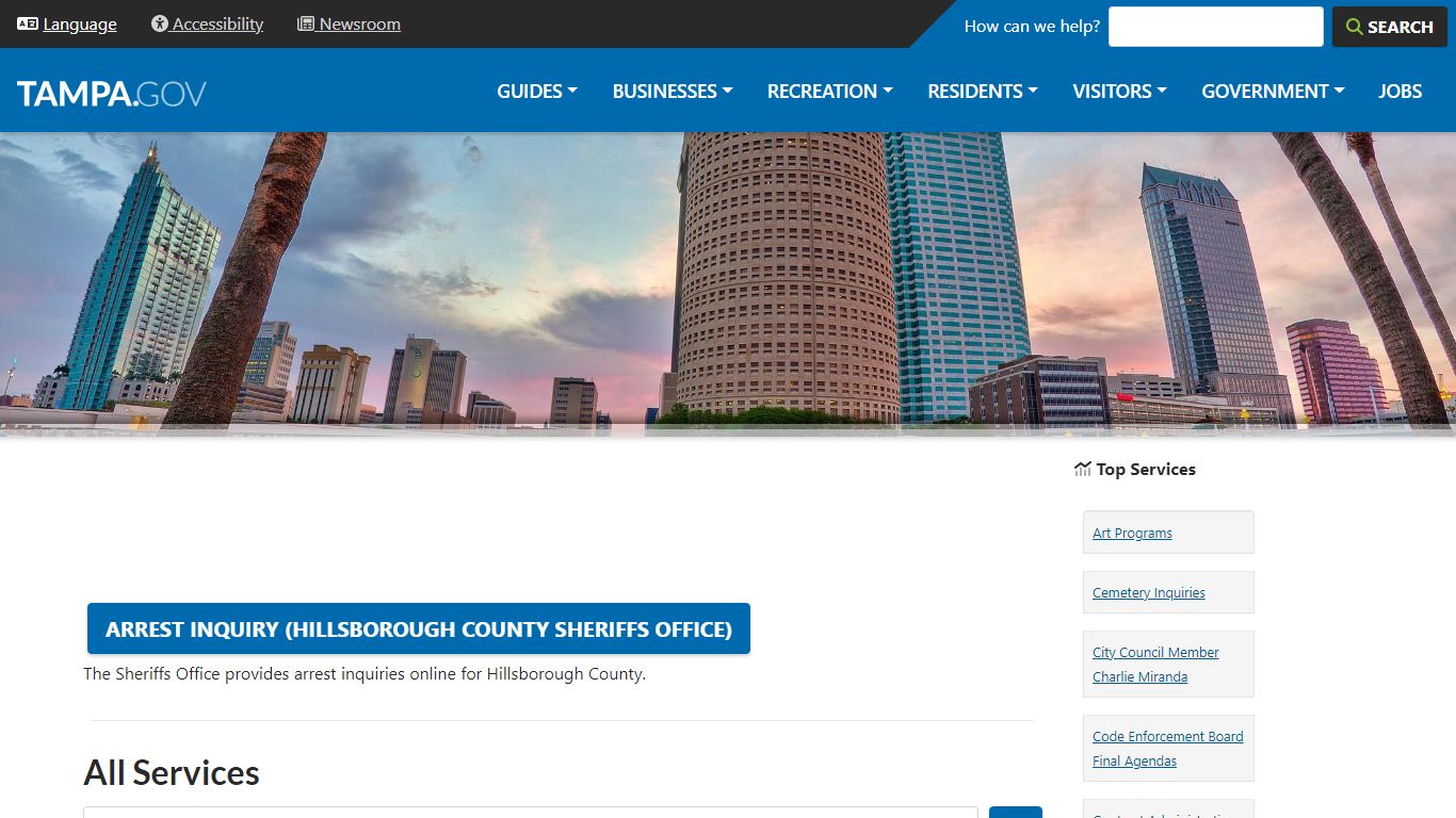 Arrest Inquiry (Hillsborough County Sheriffs Office) - City of Tampa